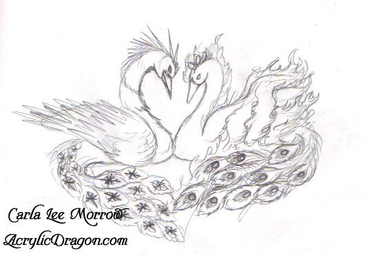 Snow Bird and Phoenix by DragonLadyArt